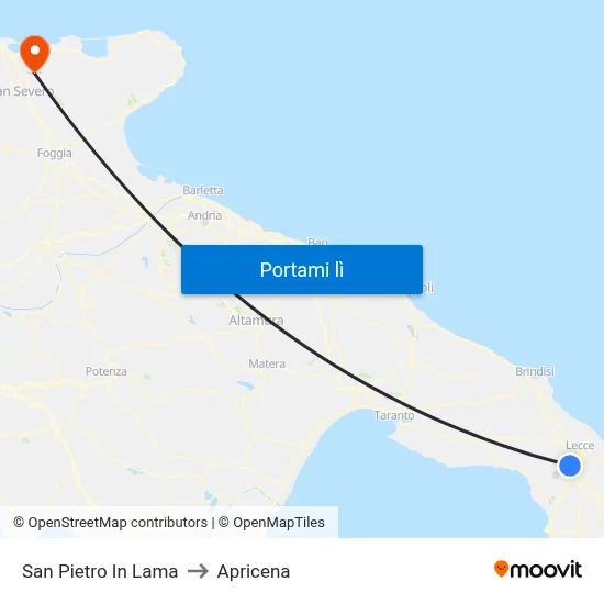 San Pietro In Lama to Apricena map
