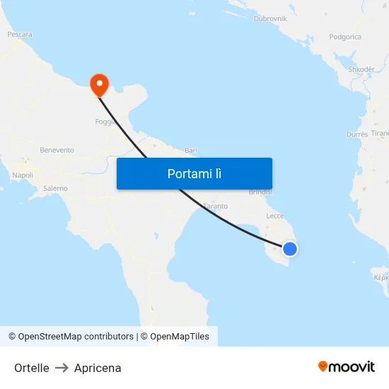 Ortelle to Apricena map