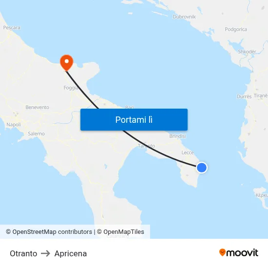 Otranto to Apricena map