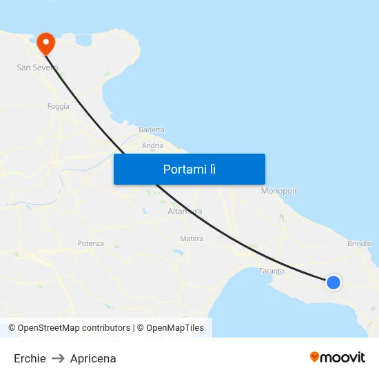 Erchie to Apricena map