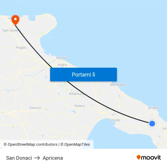 San Donaci to Apricena map