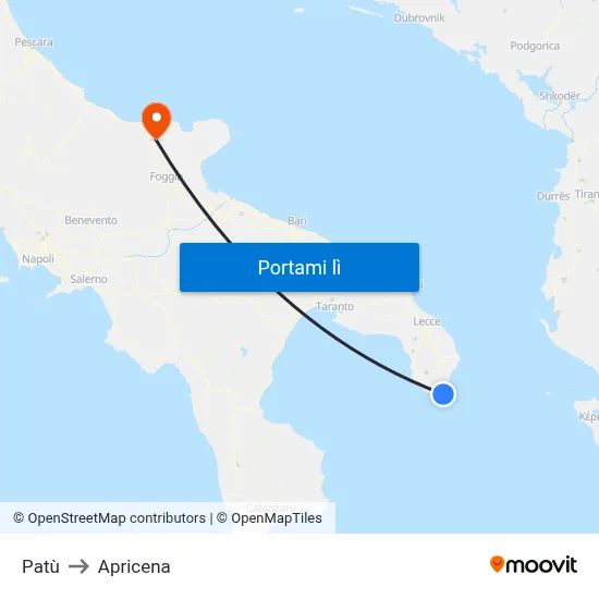 Patù to Apricena map