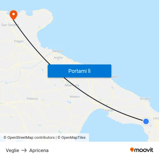 Veglie to Apricena map