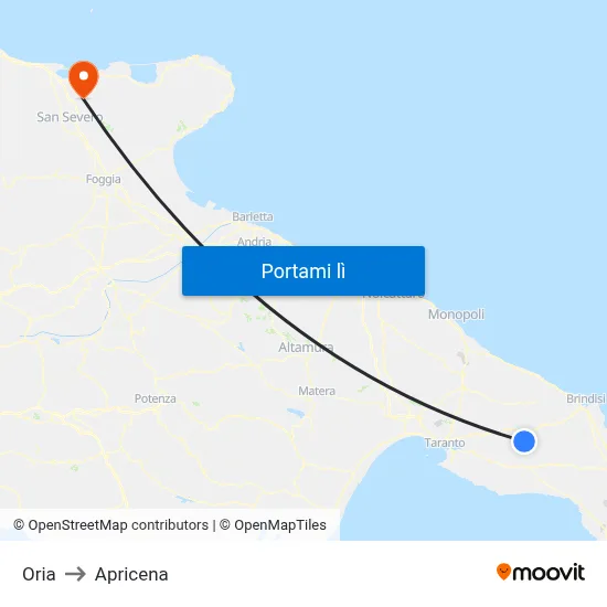 Oria to Apricena map
