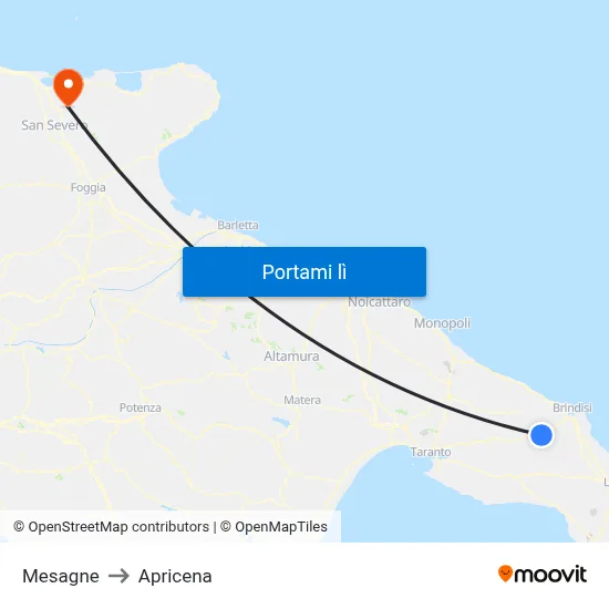 Mesagne to Apricena map