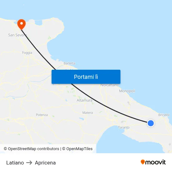 Latiano to Apricena map