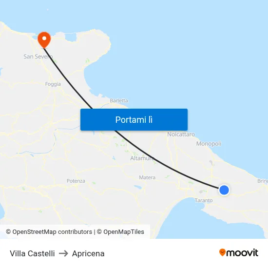 Villa Castelli to Apricena map