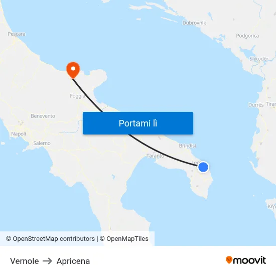 Vernole to Apricena map