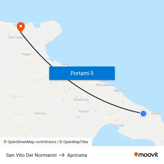 San Vito Dei Normanni to Apricena map