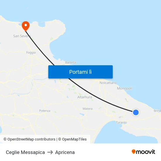 Ceglie Messapica to Apricena map