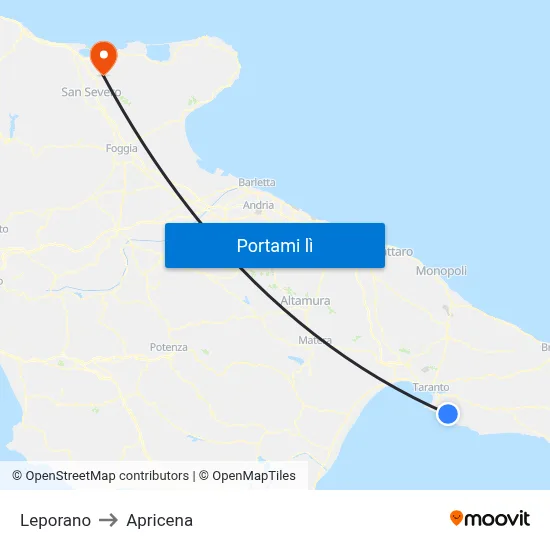 Leporano to Apricena map