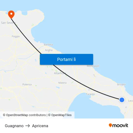 Guagnano to Apricena map