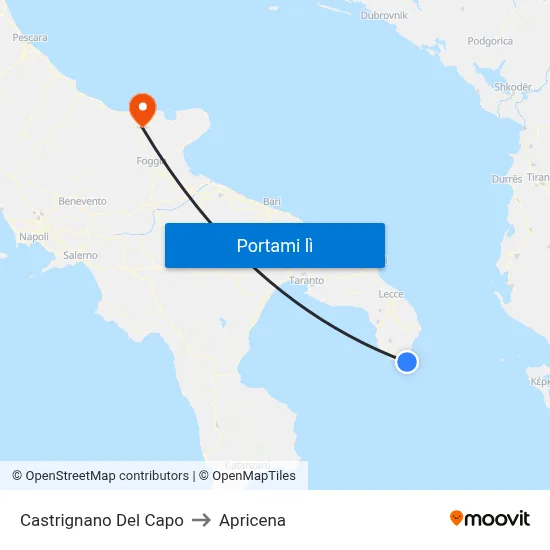 Castrignano Del Capo to Apricena map