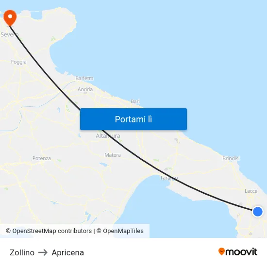Zollino to Apricena map