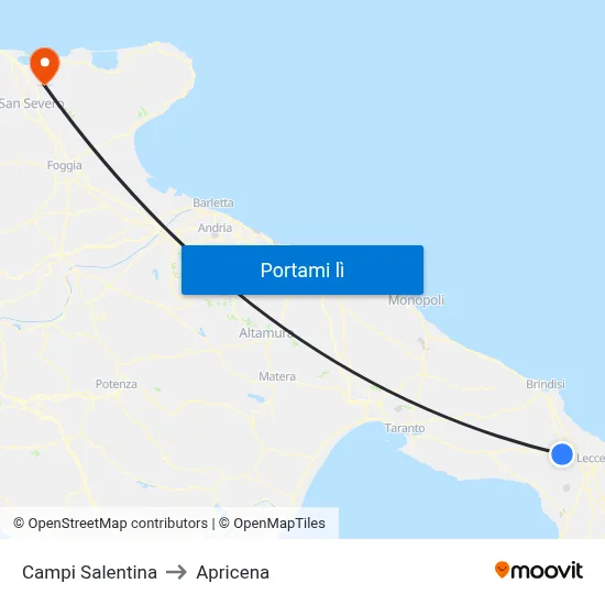 Campi Salentina to Apricena map