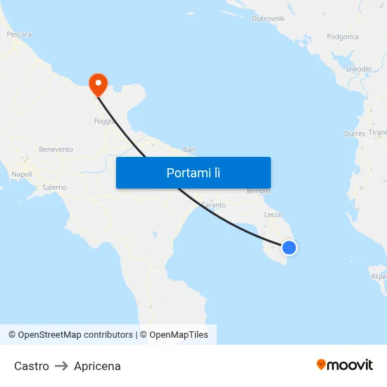 Castro to Apricena map