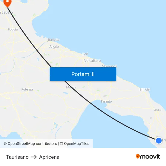 Taurisano to Apricena map