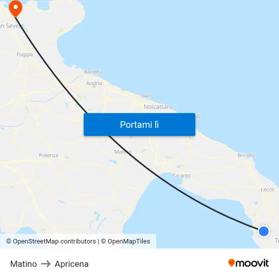 Matino to Apricena map