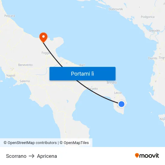 Scorrano to Apricena map