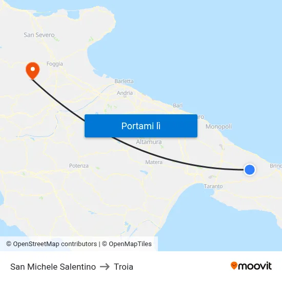 San Michele Salentino to Troia map