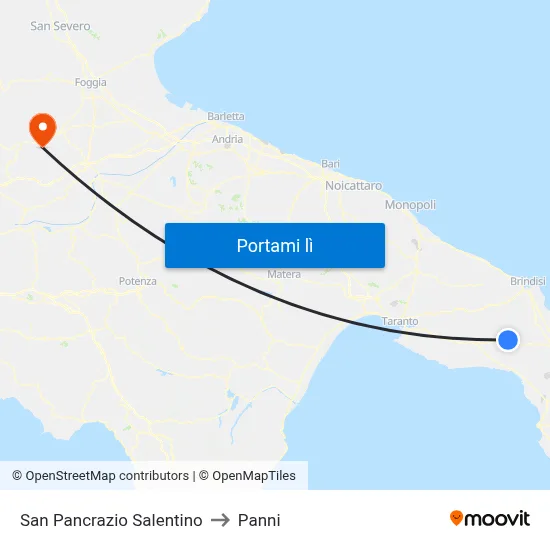 San Pancrazio Salentino to Panni map
