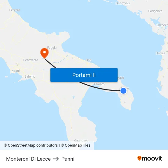 Monteroni Di Lecce to Panni map