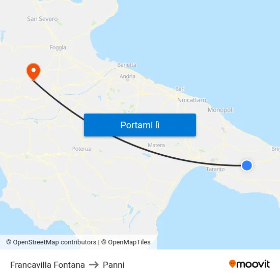 Francavilla Fontana to Panni map