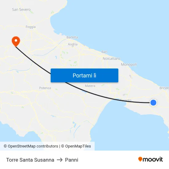 Torre Santa Susanna to Panni map
