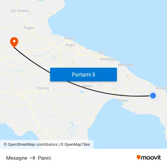Mesagne to Panni map
