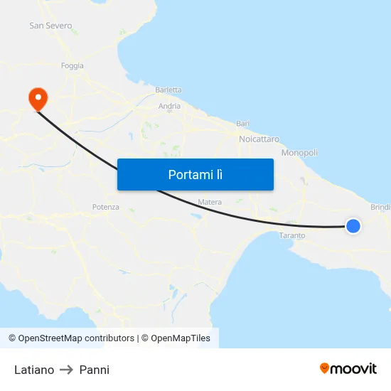 Latiano to Panni map