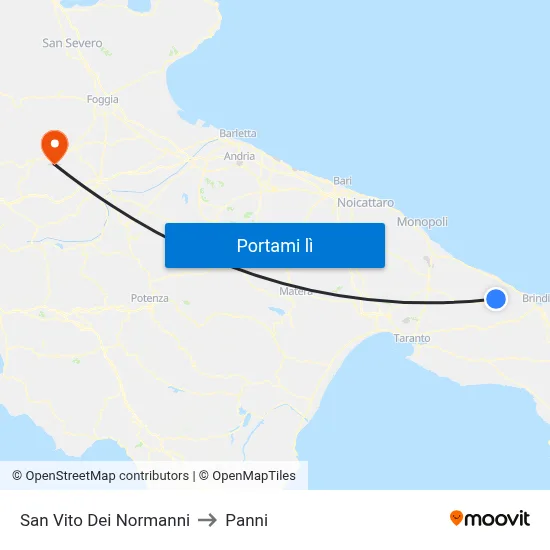 San Vito Dei Normanni to Panni map
