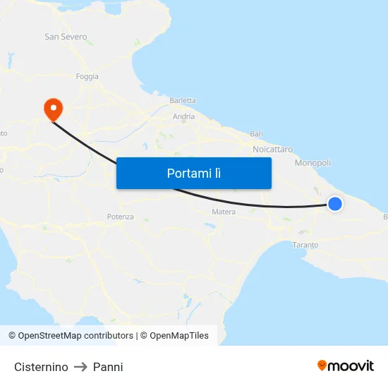 Cisternino to Panni map