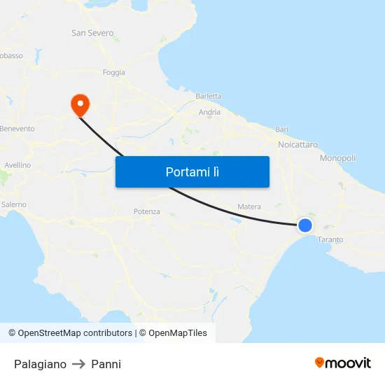 Palagiano to Panni map