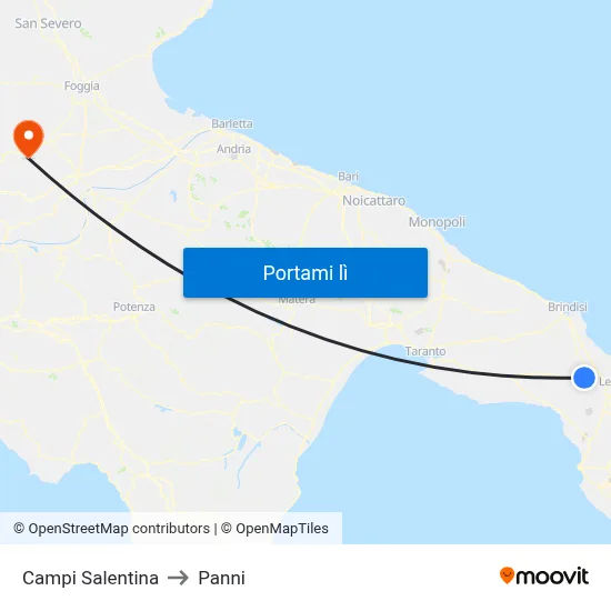 Campi Salentina to Panni map