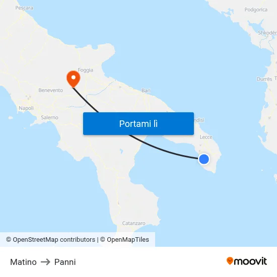 Matino to Panni map