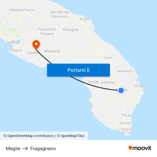 Maglie to Fragagnano map