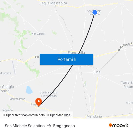 San Michele Salentino to Fragagnano map