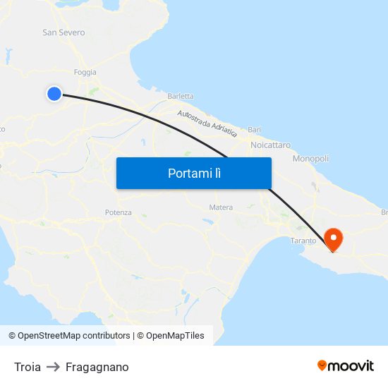 Troia to Fragagnano map