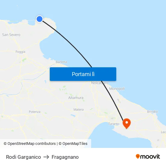 Rodi Garganico to Fragagnano map