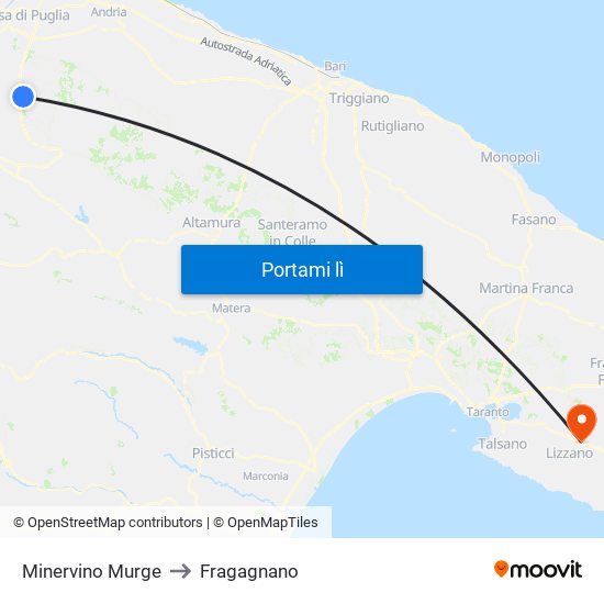 Minervino Murge to Fragagnano map