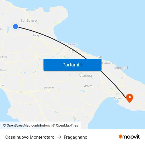 Casalnuovo Monterotaro to Fragagnano map