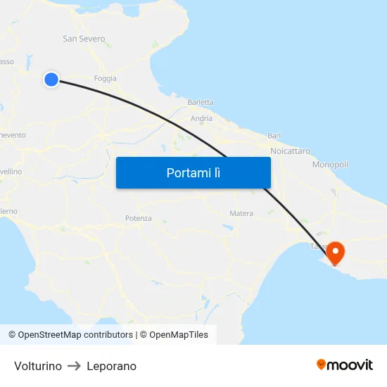 Volturino to Leporano map