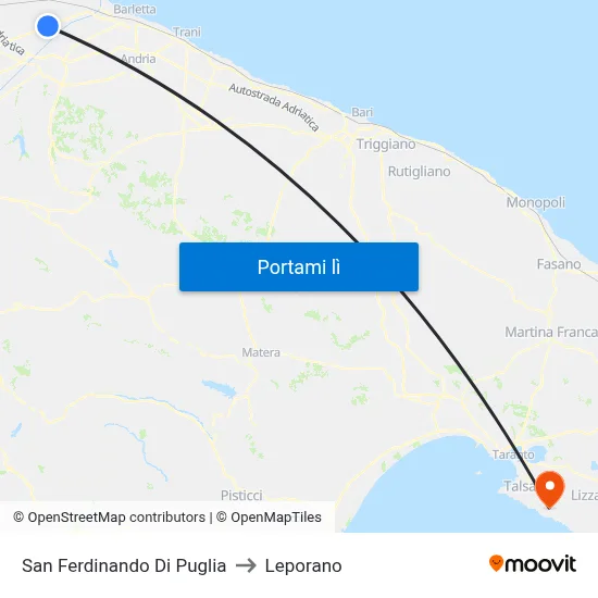 San Ferdinando Di Puglia to Leporano map