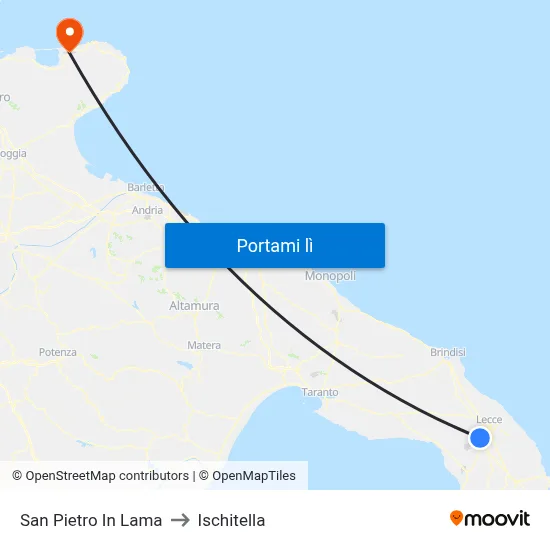 San Pietro In Lama to Ischitella map
