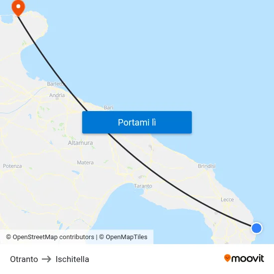 Otranto to Ischitella map