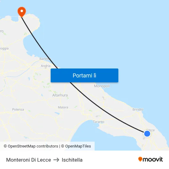 Monteroni Di Lecce to Ischitella map