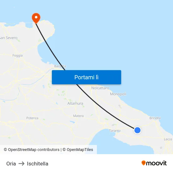 Oria to Ischitella map