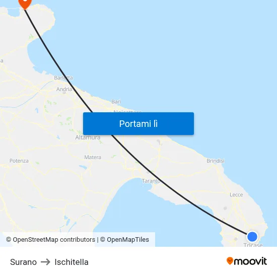 Surano to Ischitella map