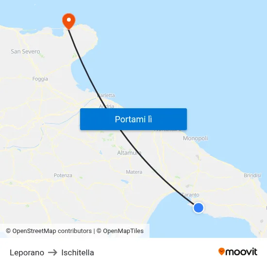 Leporano to Ischitella map