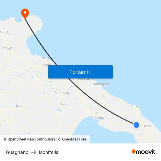 Guagnano to Ischitella map
